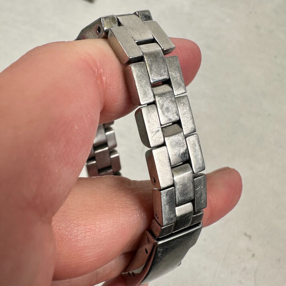 Fossil Watch Womens 25mm Pave Bezel Date Silver Tone 6" Quartz New Battery - Picture 7 of 12